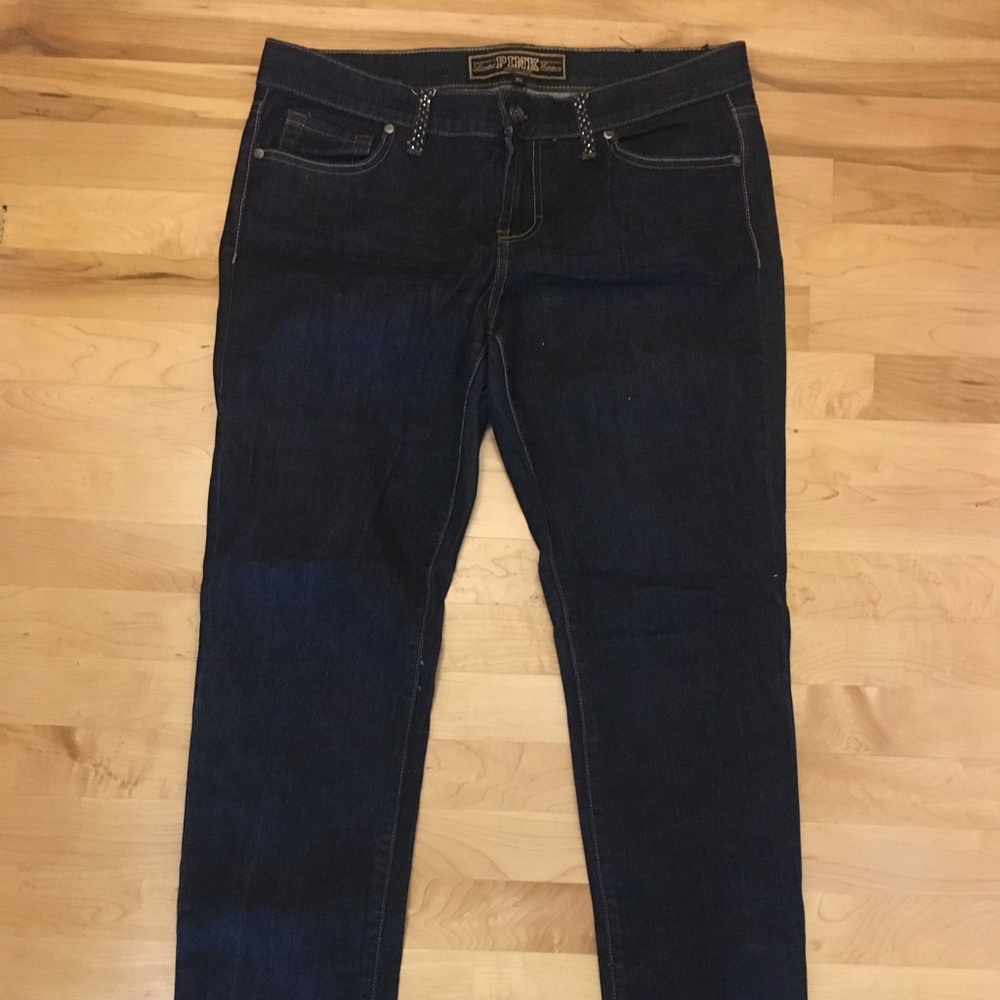 Limited edition PINK skinny dark wash jeans